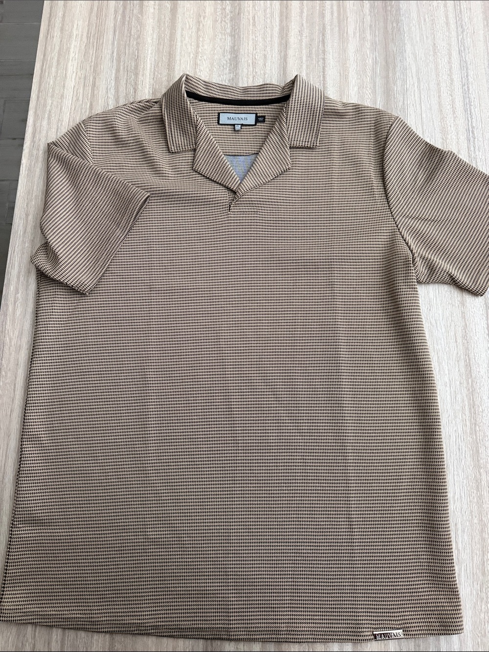 Mauras Short Sleeve Polo in Taupe Stripe